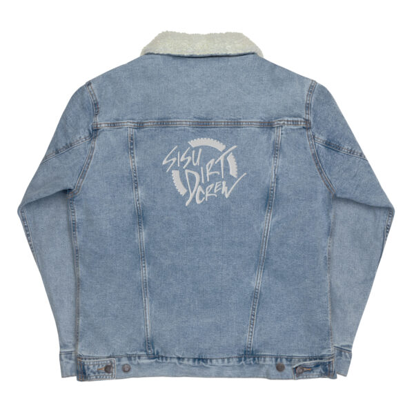 unisex-sherpa-denim-jacket-light-denim-back-6722a0cc83d79.jpg Sisu Dirt Crew Logo Unisex denim sherpa jacket