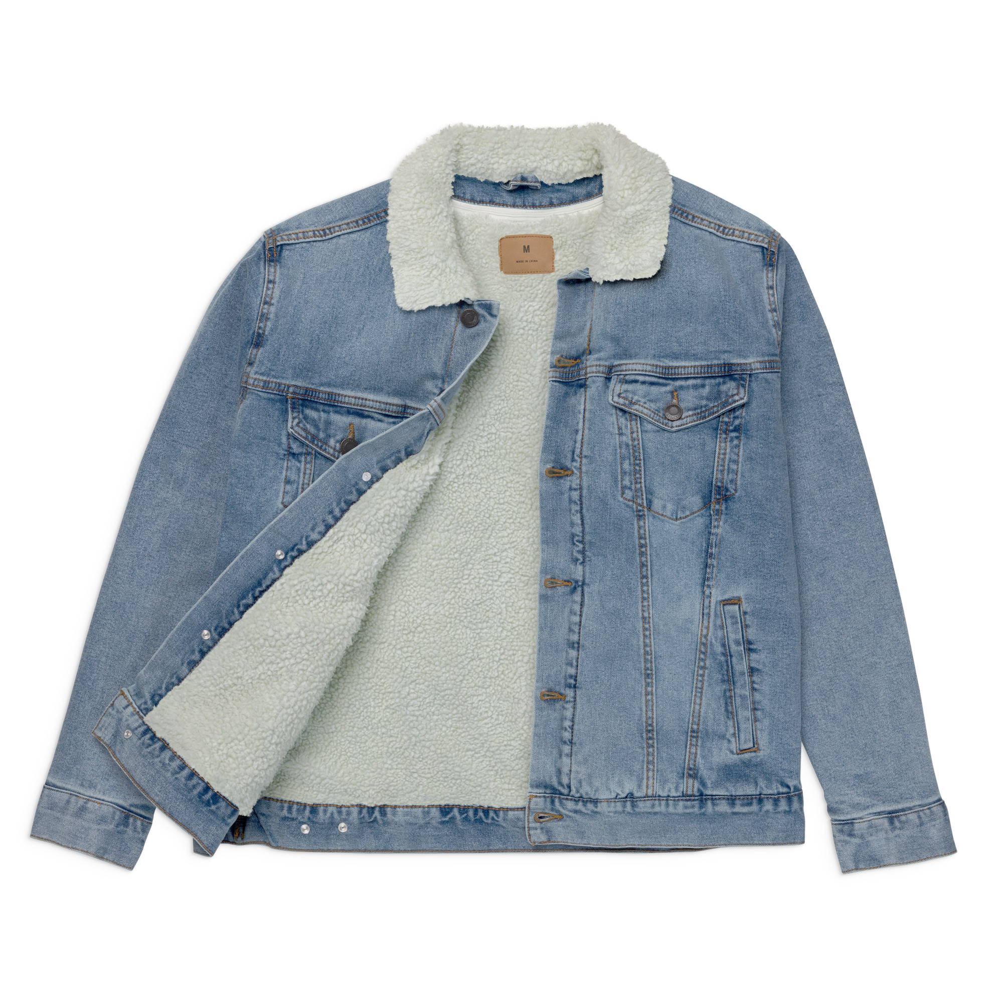 Sisu Dirt Crew Logo Unisex denim sherpa jacket - Image 3