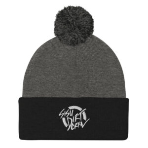 pom-pom-knit-cap-dark-heather-grey-black-front-67b56fb6e6a4c.jpg Sisu Dirt Crew Logo Pom-Pom Beanie